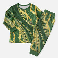 Polynesian Puakeniken Pikake Twisted Lei Christmas Pajama Set Emerald - Polynesian Pride