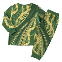 Polynesian Puakeniken Pikake Twisted Lei Christmas Pajama Set Emerald - Polynesian Pride