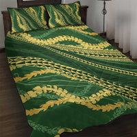 Polynesian Puakeniken Pikake Twisted Lei Quilt Bed Set Emerald - Polynesian Pride