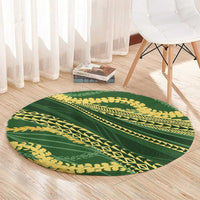 Polynesian Puakeniken Pikake Twisted Lei Round Carpet Emerald - Polynesian Pride