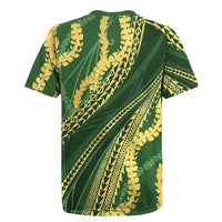 Polynesian Puakeniken Pikake Twisted Lei Rugby Jersey Emerald LT7 - Polynesian Pride