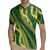 Polynesian Puakeniken Pikake Twisted Lei Rugby Jersey Emerald LT7 - Polynesian Pride
