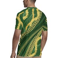 Polynesian Puakeniken Pikake Twisted Lei Rugby Jersey Emerald LT7 - Polynesian Pride