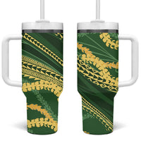 Polynesian Puakeniken Pikake Twisted Lei Tumbler With Handle Emerald - Polynesian Pride