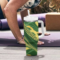 Polynesian Puakeniken Pikake Twisted Lei Tumbler With Handle Emerald - Polynesian Pride
