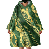 Polynesian Puakeniken Pikake Twisted Lei Wearable Blanket Hoodie Emerald LT7 - Polynesian Pride