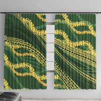 Polynesian Puakeniken Pikake Twisted Lei Window Curtain Emerald - Polynesian Pride