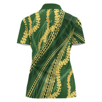 Polynesian Puakeniken Pikake Twisted Lei Women Polo Shirt Emerald LT7 - Polynesian Pride