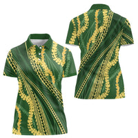 Polynesian Puakeniken Pikake Twisted Lei Women Polo Shirt Emerald LT7 - Polynesian Pride