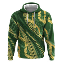Polynesian Puakeniken Pikake Twisted Lei Zip Hoodie Emerald LT7 Pullover Hoodie Emerald - Polynesian Pride