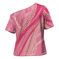 Polynesian Puakeniken Pikake Twisted Lei Cross Shoulder Shirt Rose Pink LT7 - Polynesian Pride