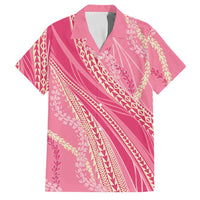 Polynesian Puakeniken Pikake Twisted Lei Family Matching Off Shoulder Maxi Dress and Hawaiian Shirt Rose Pink - Polynesian Pride