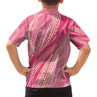 Polynesian Puakeniken Pikake Twisted Lei Family Matching Off Shoulder Short Dress and Hawaiian Shirt Rose Pink - Polynesian Pride