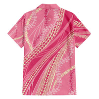 Polynesian Puakeniken Pikake Twisted Lei Family Matching Short Sleeve Bodycon Dress and Hawaiian Shirt Rose Pink - Polynesian Pride