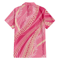Polynesian Puakeniken Pikake Twisted Lei Family Matching Summer Maxi Dress and Hawaiian Shirt Rose Pink - Polynesian Pride