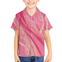 Polynesian Puakeniken Pikake Twisted Lei Family Matching Summer Maxi Dress and Hawaiian Shirt Rose Pink - Polynesian Pride