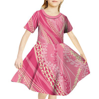 Polynesian Puakeniken Pikake Twisted Lei Kid Short Sleeve Dress Rose Pink LT7 - Polynesian Pride