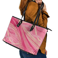Polynesian Puakeniken Pikake Twisted Lei Leather Tote Bag Rose Pink - Polynesian Pride