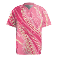 Polynesian Puakeniken Pikake Twisted Lei Rugby Jersey Rose Pink LT7 Rose Pink - Polynesian Pride