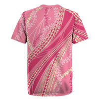 Polynesian Puakeniken Pikake Twisted Lei Rugby Jersey Rose Pink LT7 - Polynesian Pride