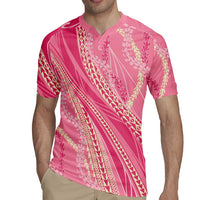Polynesian Puakeniken Pikake Twisted Lei Rugby Jersey Rose Pink LT7 - Polynesian Pride