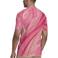 Polynesian Puakeniken Pikake Twisted Lei Rugby Jersey Rose Pink LT7 - Polynesian Pride