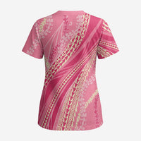 Polynesian Puakeniken Pikake Twisted Lei Scrub Top Rose Pink LT7 - Polynesian Pride