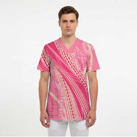 Polynesian Puakeniken Pikake Twisted Lei Scrub Top Rose Pink LT7 - Polynesian Pride