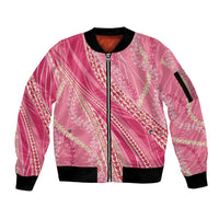 Polynesian Puakeniken Pikake Twisted Lei Sleeve Zip Bomber Jacket Rose Pink LT7 Unisex Rose Pink - Polynesian Pride