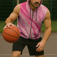 Polynesian Puakeniken Pikake Twisted Lei Sleeveless Zip Hoodie Rose Pink LT7 - Polynesian Pride