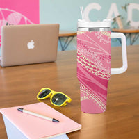 Polynesian Puakeniken Pikake Twisted Lei Tumbler With Handle Rose Pink - Polynesian Pride