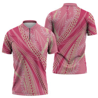 Polynesian Puakeniken Pikake Twisted Lei Zipper Polo Shirt Rose Pink LT7 - Polynesian Pride