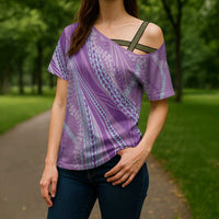 Polynesian Puakeniken Pikake Twisted Lei Cross Shoulder Shirt Amethys LT7 - Polynesian Pride