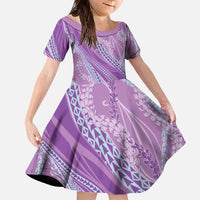 Polynesian Puakeniken Pikake Twisted Lei Family Matching Off The Shoulder Long Sleeve Dress and Hawaiian Shirt Amethys - Polynesian Pride