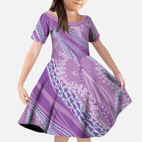 Polynesian Puakeniken Pikake Twisted Lei Family Matching Off The Shoulder Long Sleeve Dress and Hawaiian Shirt Amethys - Polynesian Pride