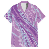 Polynesian Puakeniken Pikake Twisted Lei Family Matching Off The Shoulder Long Sleeve Dress and Hawaiian Shirt Amethys - Polynesian Pride