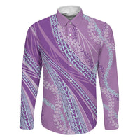 Polynesian Puakeniken Pikake Twisted Lei Family Matching Off The Shoulder Long Sleeve Dress and Hawaiian Shirt Amethys - Polynesian Pride