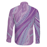 Polynesian Puakeniken Pikake Twisted Lei Family Matching Off The Shoulder Long Sleeve Dress and Hawaiian Shirt Amethys - Polynesian Pride