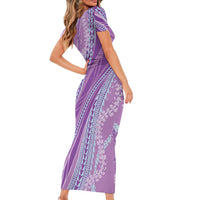 Polynesian Puakeniken Pikake Twisted Lei Family Matching Short Sleeve Bodycon Dress and Hawaiian Shirt Amethys - Polynesian Pride