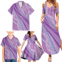 Polynesian Puakeniken Pikake Twisted Lei Family Matching Summer Maxi Dress and Hawaiian Shirt Amethys - Polynesian Pride
