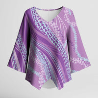 Polynesian Puakeniken Pikake Twisted Lei Kimono Sleeve Blouse Amethys LT7 Female Amethys - Polynesian Pride