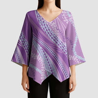 Polynesian Puakeniken Pikake Twisted Lei Kimono Sleeve Blouse Amethys LT7 - Polynesian Pride