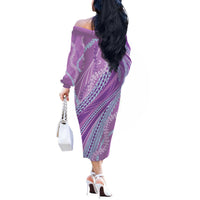 Polynesian Puakeniken Pikake Twisted Lei Off The Shoulder Long Sleeve Dress Amethys LT7 - Polynesian Pride