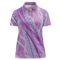 Polynesian Puakeniken Pikake Twisted Lei Women Polo Shirt Amethys LT7 Female Amethys - Polynesian Pride