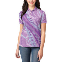 Polynesian Puakeniken Pikake Twisted Lei Women Polo Shirt Amethys LT7 - Polynesian Pride