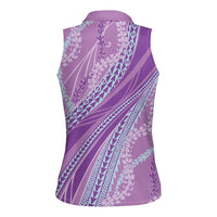 Polynesian Puakeniken Pikake Twisted Lei Women Sleeveless Polo Shirt Amethys LT7 - Polynesian Pride