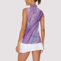 Polynesian Puakeniken Pikake Twisted Lei Women Sleeveless Polo Shirt Amethys LT7 - Polynesian Pride