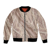 Polynesian Puakeniken Pikake Twisted Lei Bomber Jacket Beige - Polynesian Pride