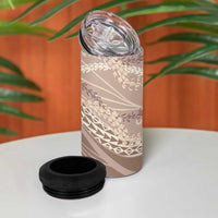 Polynesian Puakeniken Pikake Twisted Lei 4 in 1 Can Cooler Tumbler Beige - Polynesian Pride