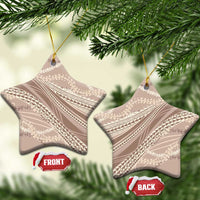 Polynesian Puakeniken Pikake Twisted Lei Ceramic Ornament Beige - Polynesian Pride